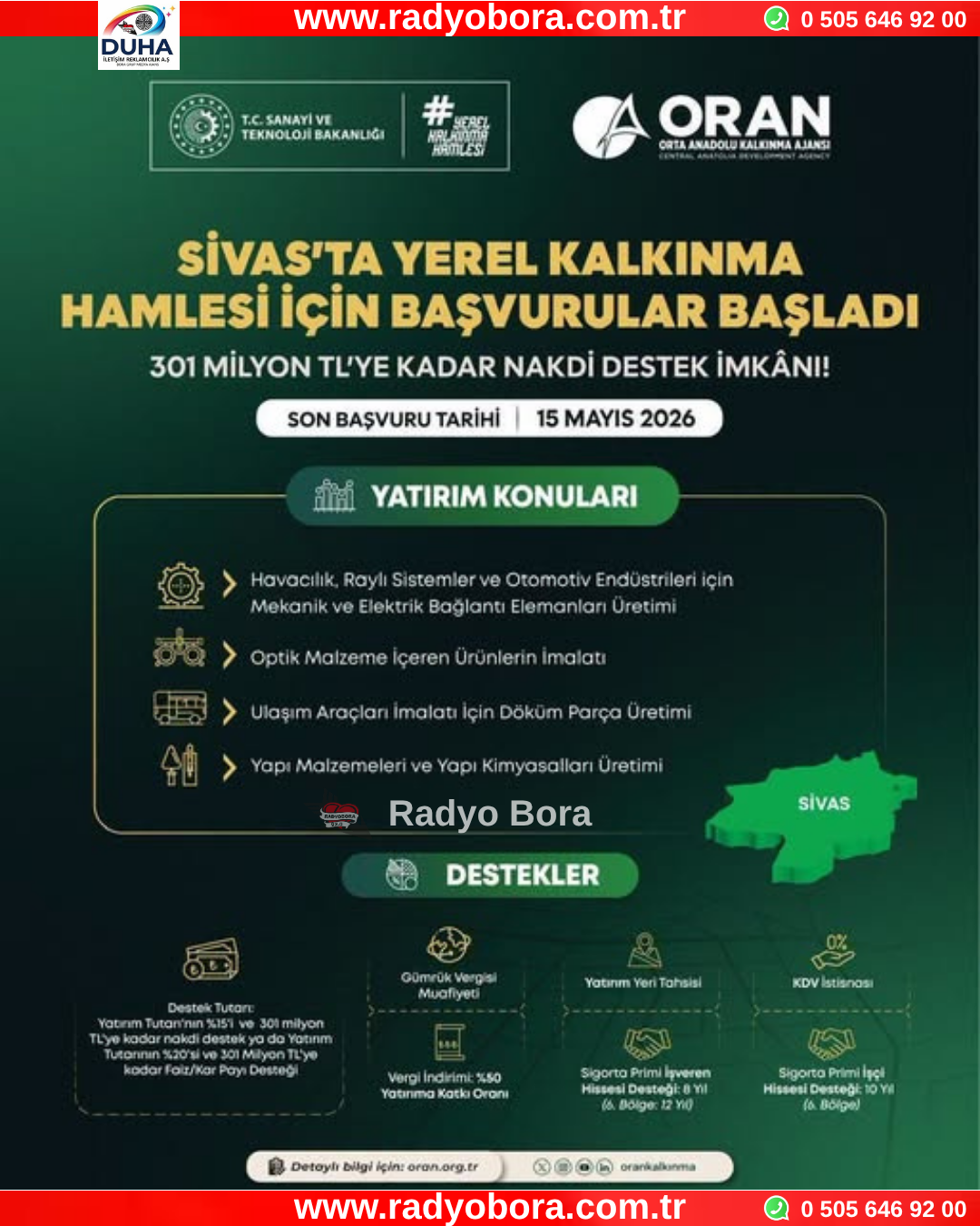 Sivas'ta Yerel Kalkınma Hamlesi Teşvik Programı Başvuru  Radyo Bora