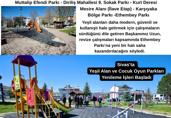 Sivas’ta Yeşil Alan ve Cocuk Oyun Parkları Yenileme İşleri Başladı Radyo Bora