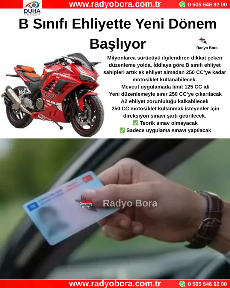 B Sınıfı Ehliyette Yeni Dönem Başlıyor Radyo Bora