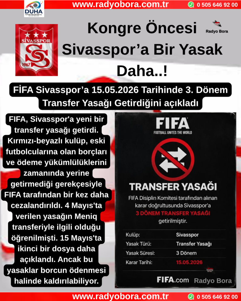 Kongre Öncesi Sivasspor’a Bir Yasak Daha..! Radyo Bora