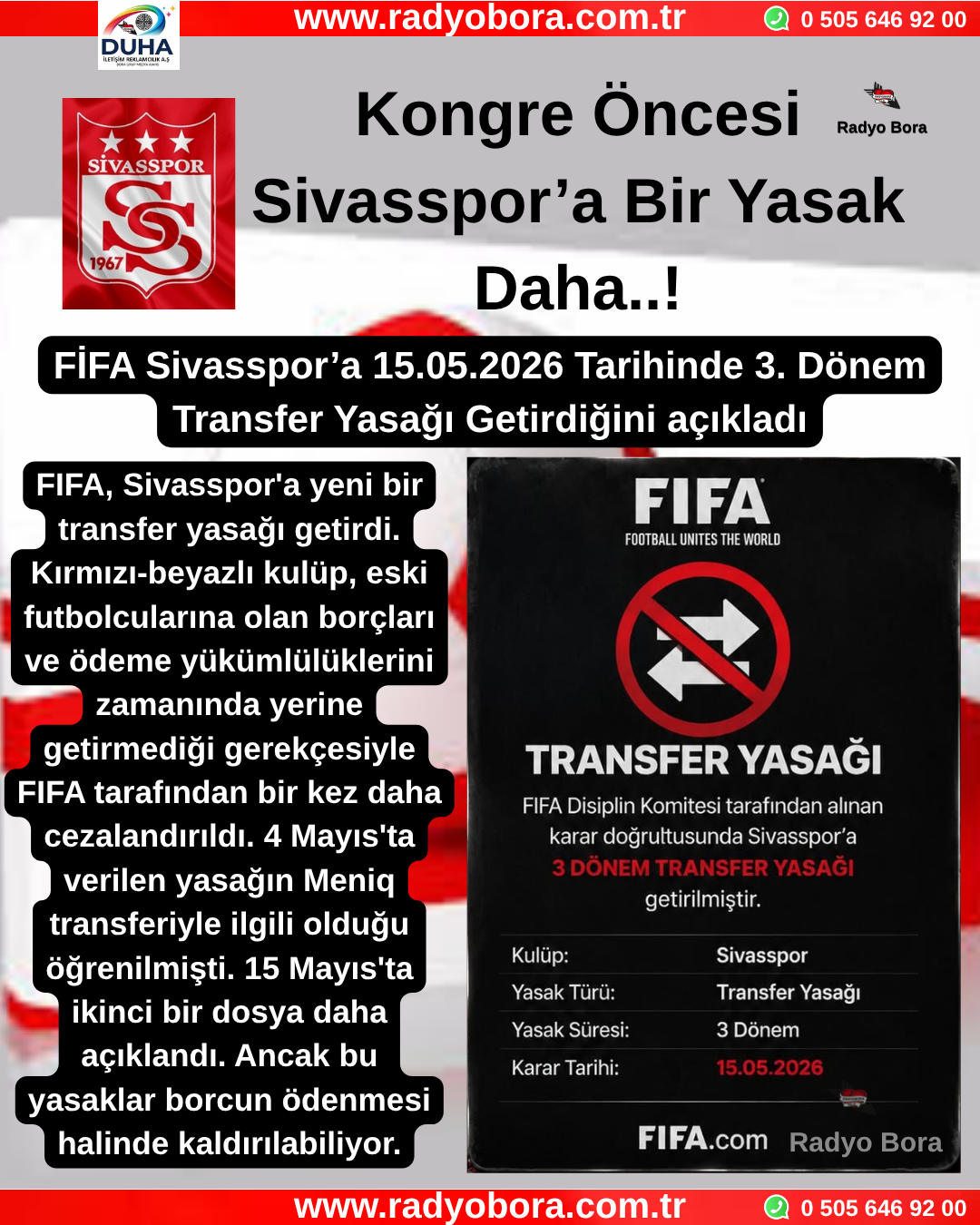 Kongre Öncesi Sivasspor’a Bir Yasak Daha..! Radyo Bora