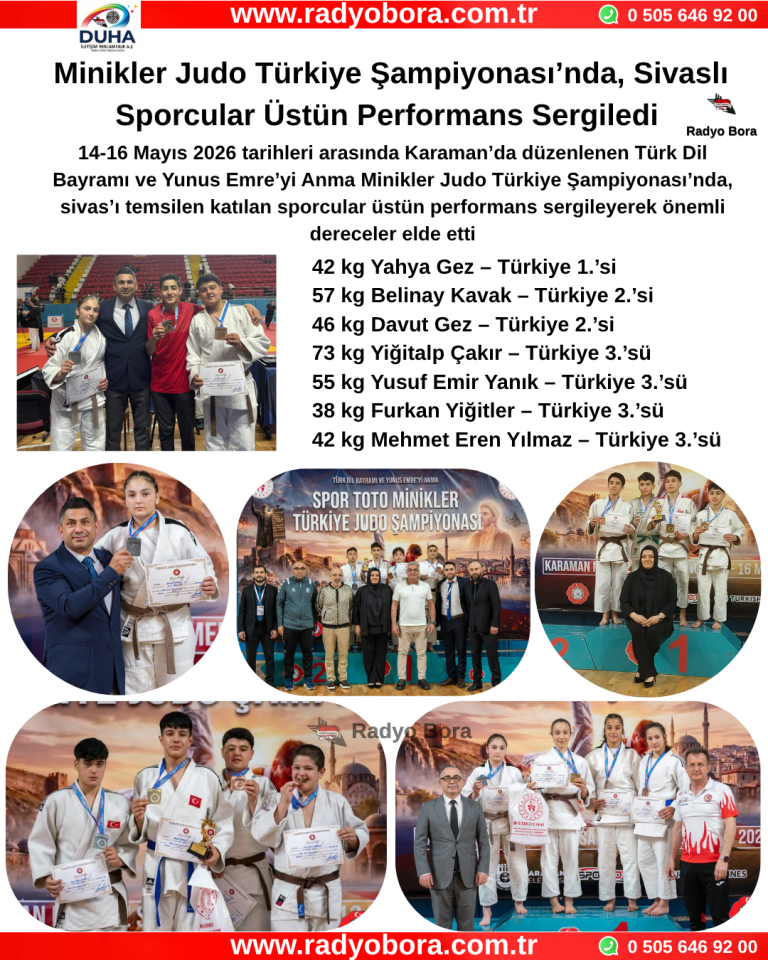 Minikler Judo Türkiye Şampiyonası’nda, Sivaslı Sporcular Üstün Performans Sergiledi Radyo Bora
