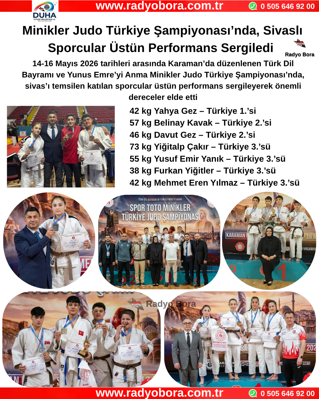 Minikler Judo Türkiye Şampiyonası’nda, Sivaslı Sporcular Üstün Performans Sergiledi Radyo Bora