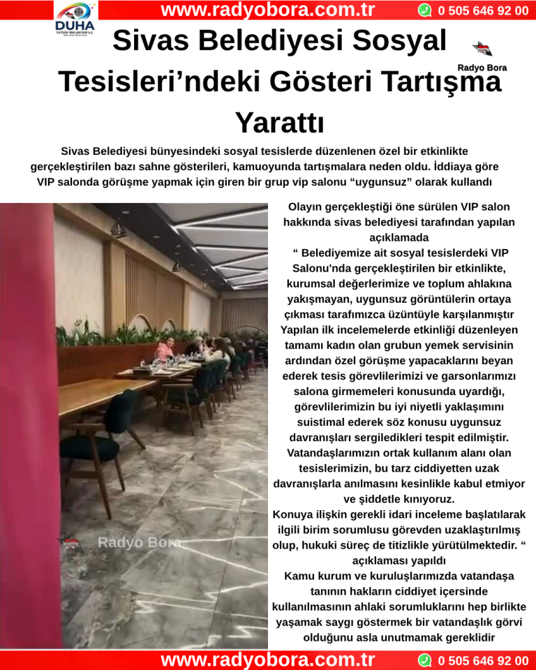 Sivas Belediyesi Sosyal Tesisleri’ndeki Gösteri Tartışma Yarattı bu ne rezillik Radyo Bora