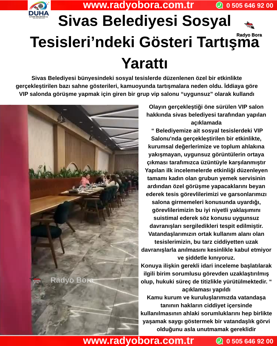 Sivas Belediyesi Sosyal Tesisleri’ndeki Gösteri Tartışma Yarattı bu ne rezillik Radyo Bora