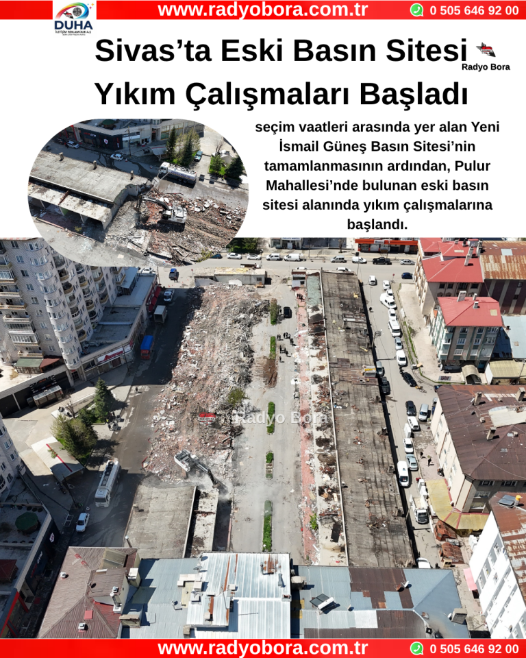 Sivas’ta  Eski Basın Sitesi  Yıkım Çalışmaları Başladı Radyo Bora
