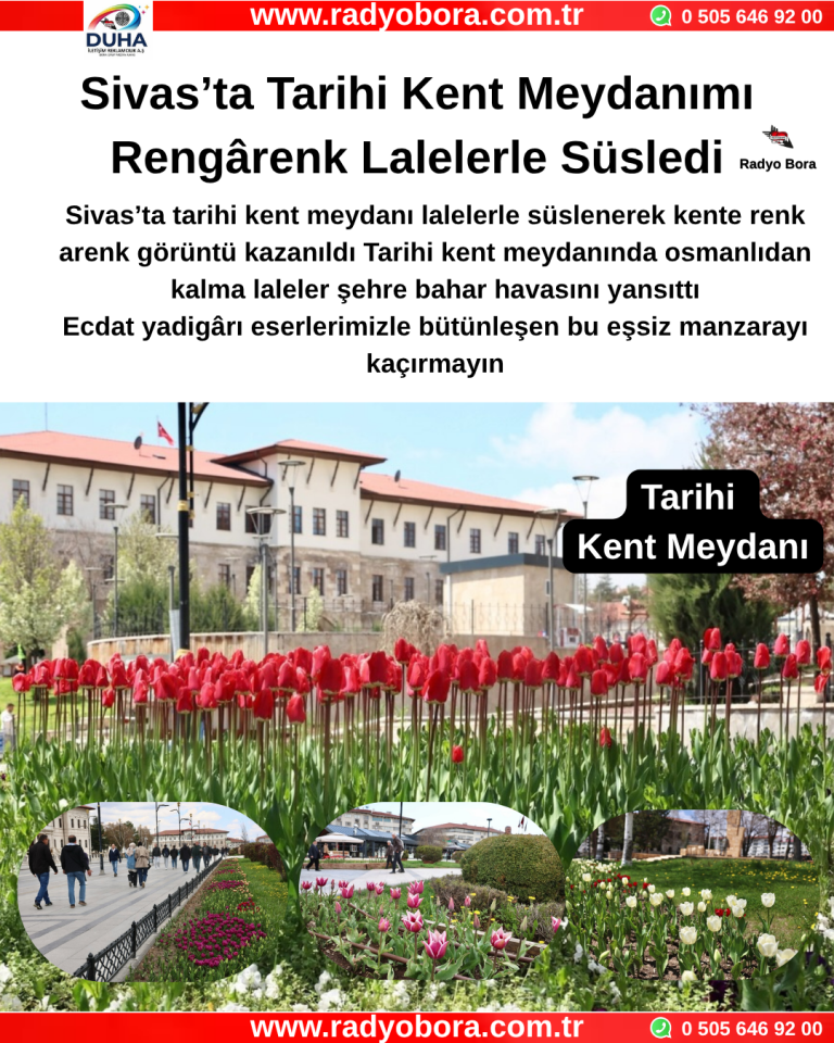 Sivas’ta Tarihi Kent Meydanımı Rengârenk Lalelerle Süsledi Radyo Bora