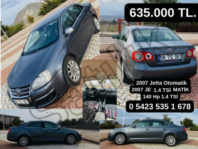 SATILIK 2007 1.4 TSİ OTOMATİK JETTA Volkswagen Jetta Comfortline 1.4 TSI 140 HP Otomatik Vites Radyo Bora