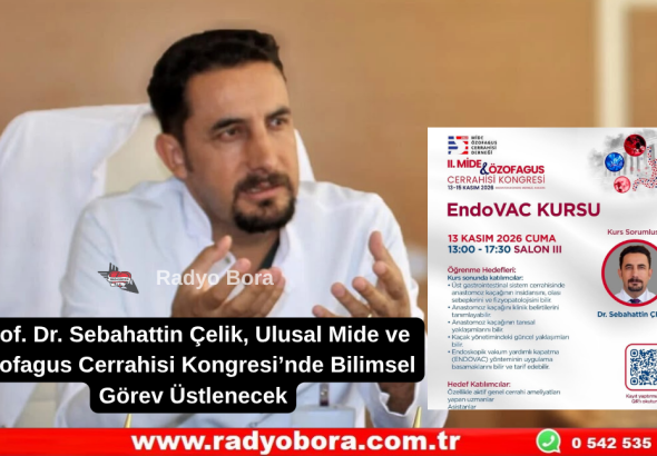 Prof. Dr. Sebahattin Çelik, Ulusal Mide ve Özofagus Cerrahisi Kongresi’nde Bilimsel Görev Üstlenecek Radyo Bora