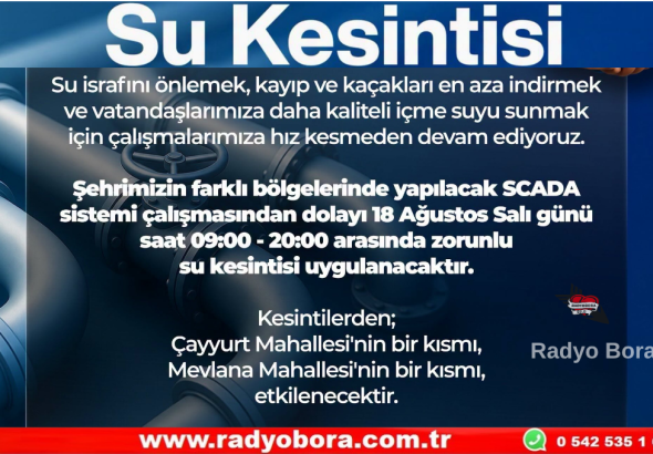 Sivas’ta Su Kesintisi Radyo Bora