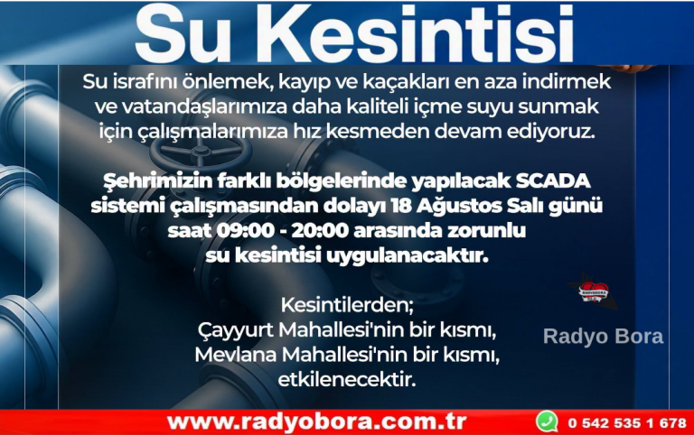 Sivas’ta Su Kesintisi Radyo Bora
