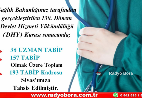 Sivas’a 193 Yeni Hekim Kadrosuylu Sağlık Ordusu Güçleniyor  Radyo Bora