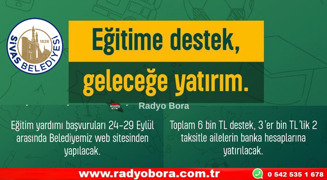 Sivas’ta Dar Gelirli Ailelerin Üniversite Öğrencilerine 7 Bin TL Eğitim Desteği Radyo Bora
