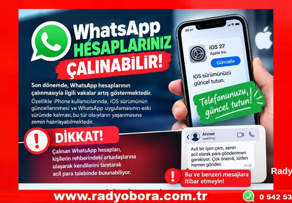 DİKKAT ..! WhatsAap HESABINIZ ÇALINABİLİR Telefonunuzu Güncel Tutun Radyo Bora