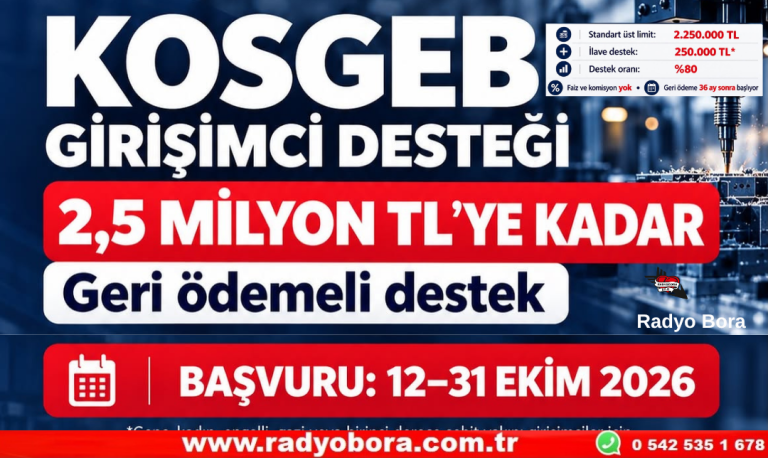 KOSGEB’den Girişimcilere 2,5 Milyon TL’ye Kadar Destek! Radyo Bora